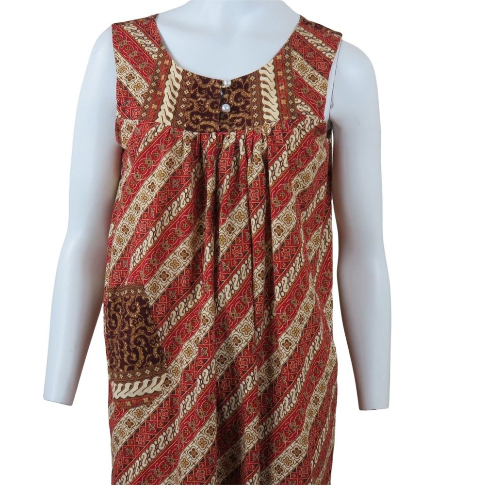Vintage Handmade Hawaiian House Patio Dress Muumuu M Sleeveless Knee Length - Picture 3 of 10